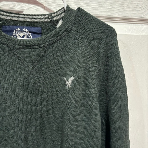 AMERICAN EAGLE Men’s Knit Long Sleeve Crewneck Sweater Top -forest green, size S - Picture 2 of 4